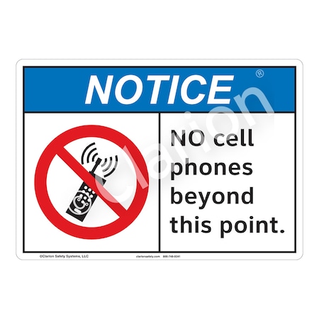 ANSI/ISO Compliant Notice No Cell Phones Safety Signs Outdoor Weather Tuff Aluminum (S4) 10 X 7